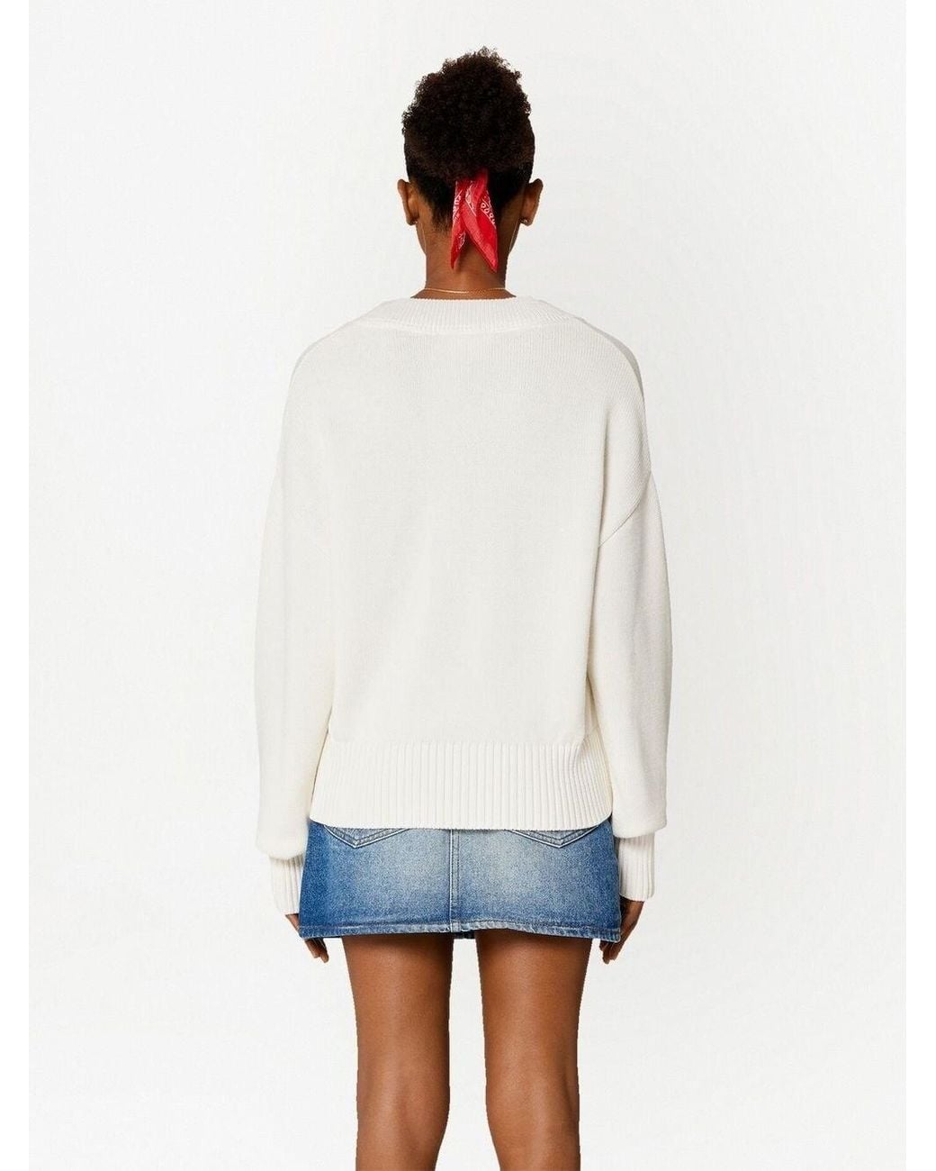 AMI White Ami De Coeur V-Neck Jumper for men