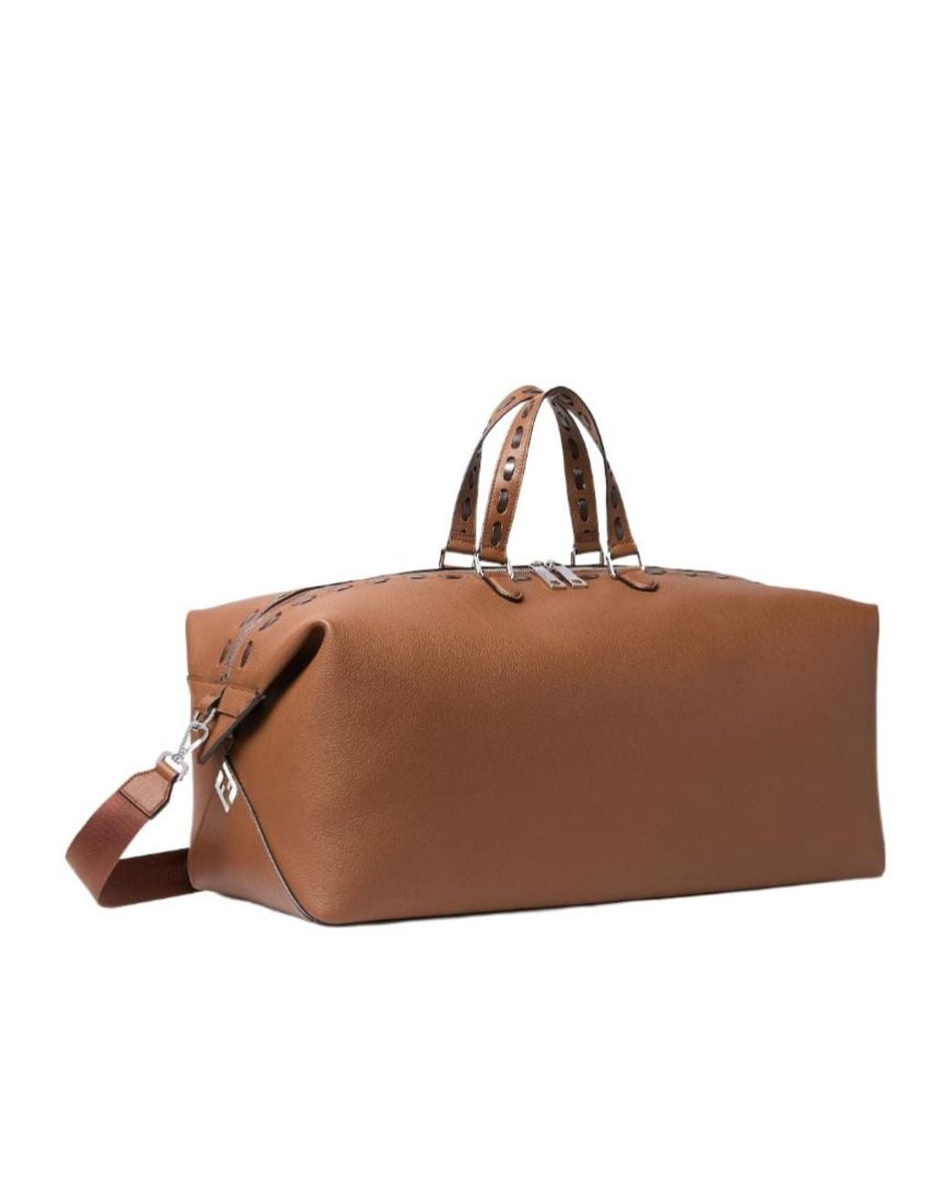 Fendi Brown Lui Topstitch Detail Duffle Bag for men