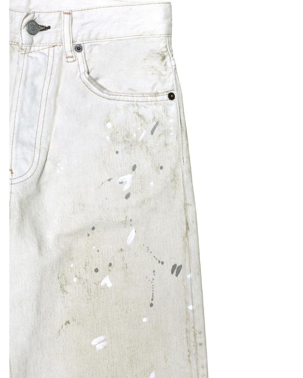 Acne White Distressed Logo Patch Jeans