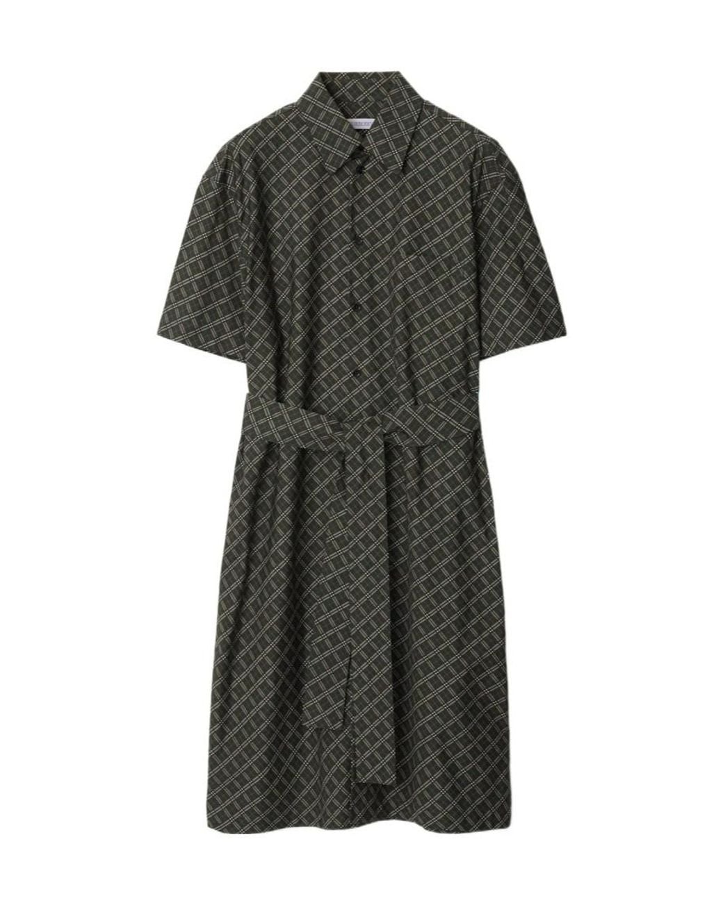 Burberry Black Check-Pattern Cotton Shirt Dress