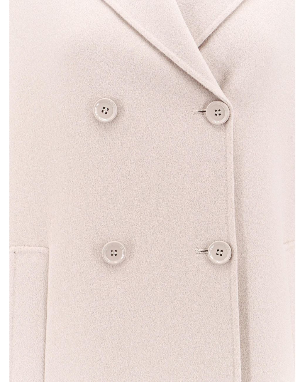 Max Mara Pink Double-Breasted Virgin Wool Coat