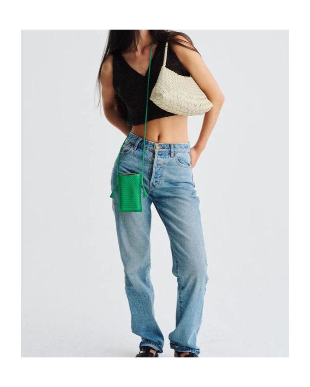 Dragon Diffusion Natural Woven Crescent Shoulder Bag