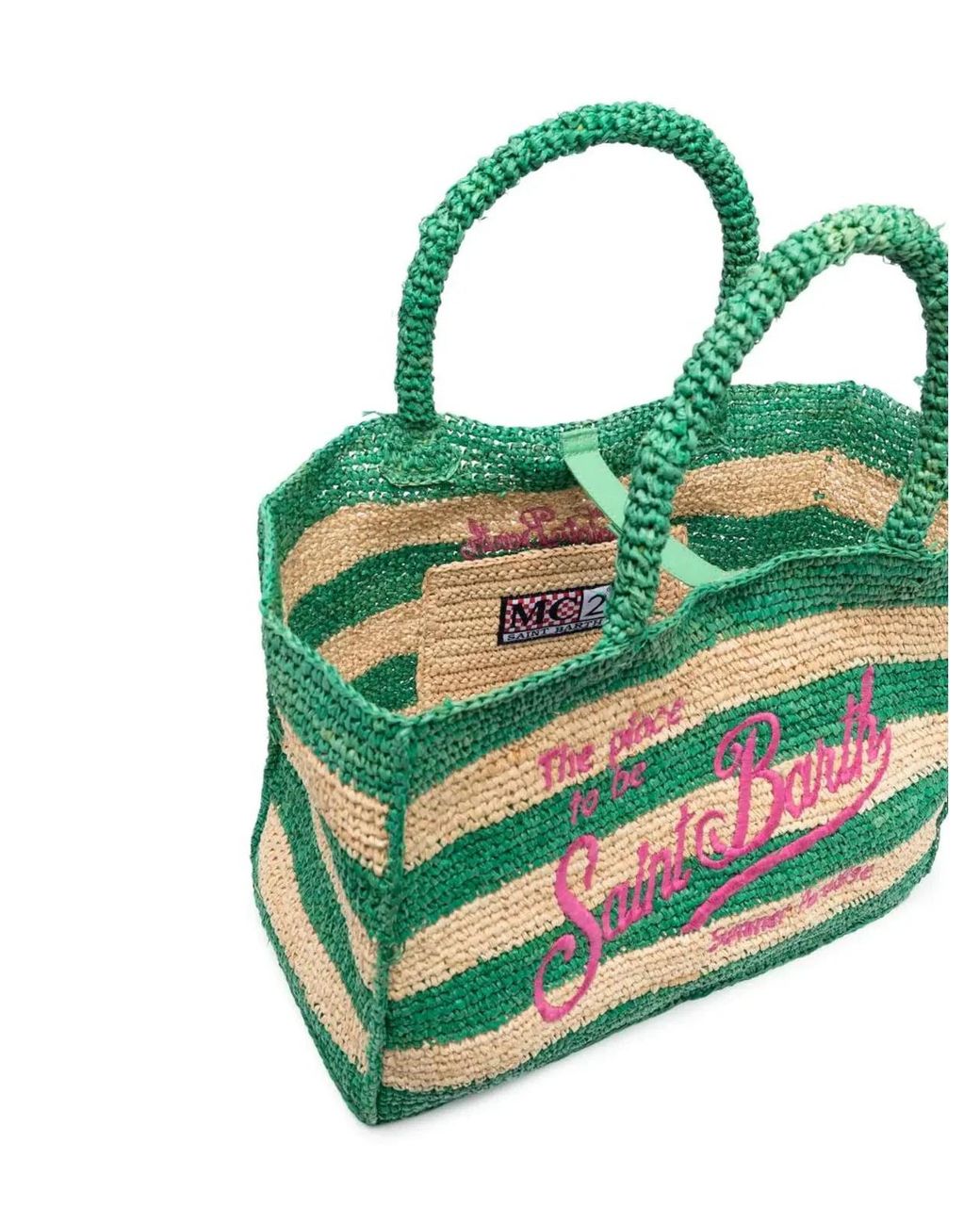 Mc2 Saint Barth Green Alphabet Woven Handbag