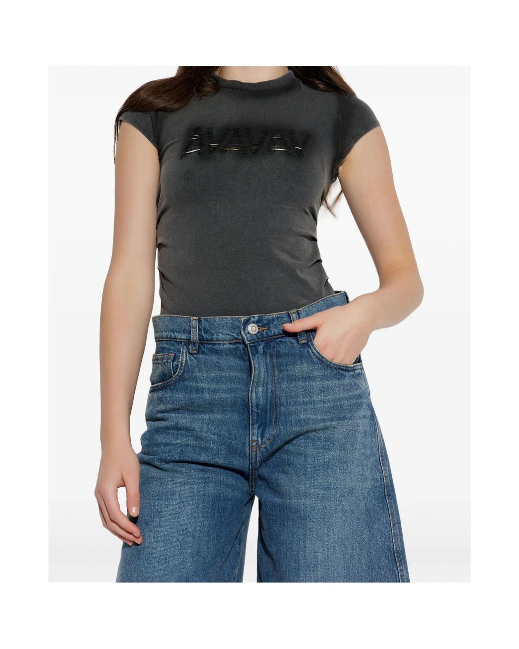 AVAVAV Black Cut-Out Logo Detailed T-Shirt for men