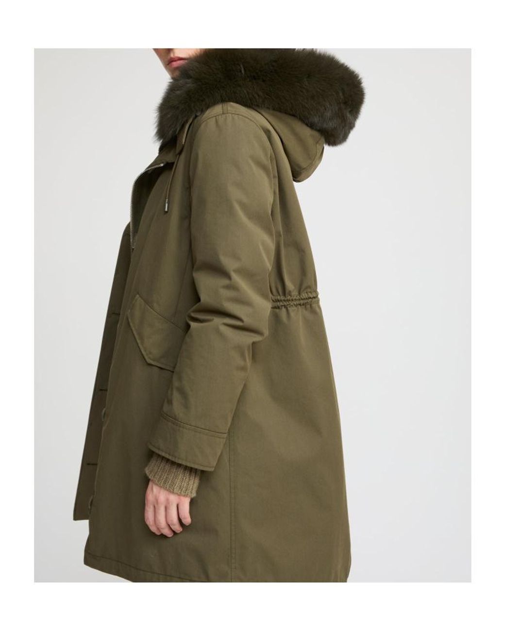 Yves Salomon Green Long Iconic Parka