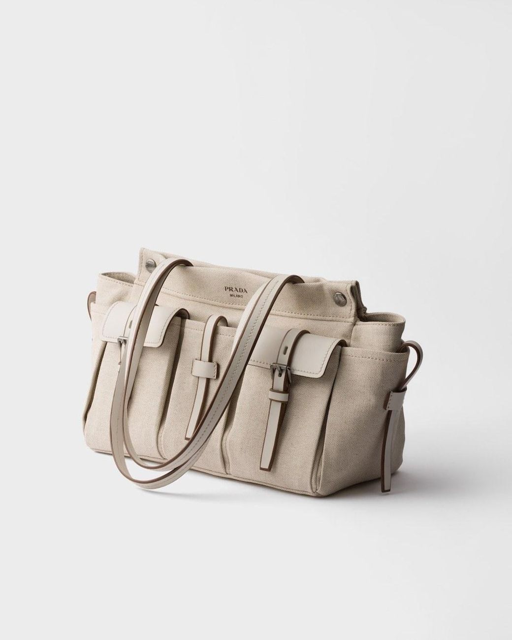Prada Multicolor Route Large Canvas And Leather Tote Bag