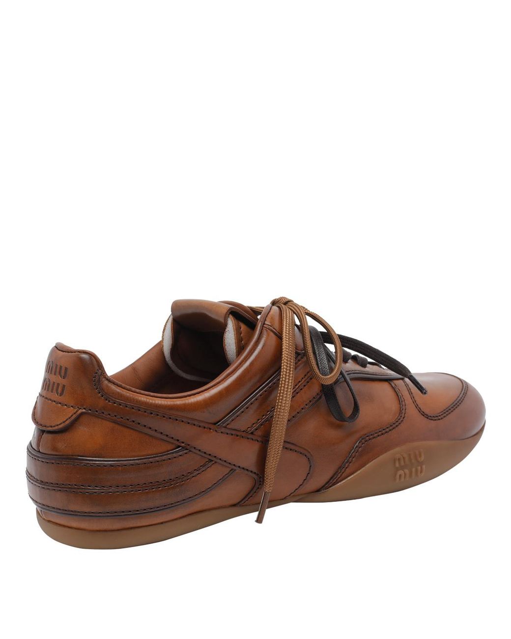 Miu Miu Brown Round-Toe Flat Shoes