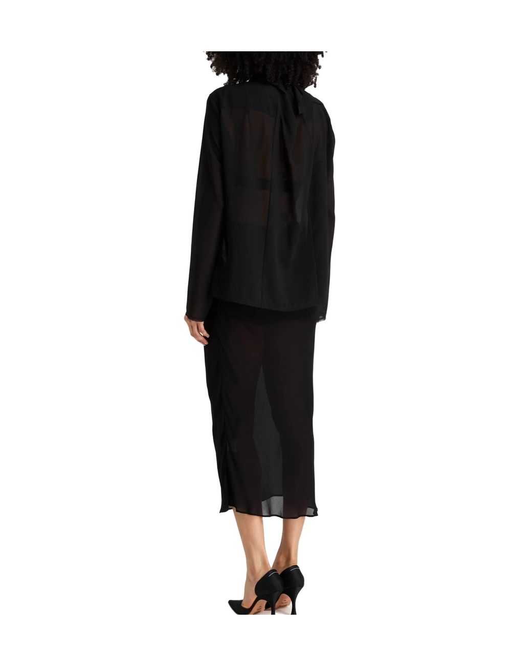 MM6 by Maison Margiela Black Solid Colour Shirts Blouses