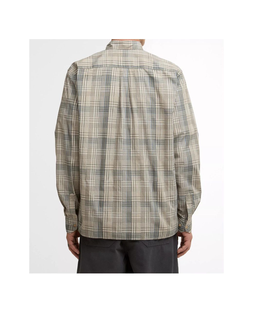 Barbour Gray Maxwell Checked Patch Long-Sleeved Relaxed Shirt for men