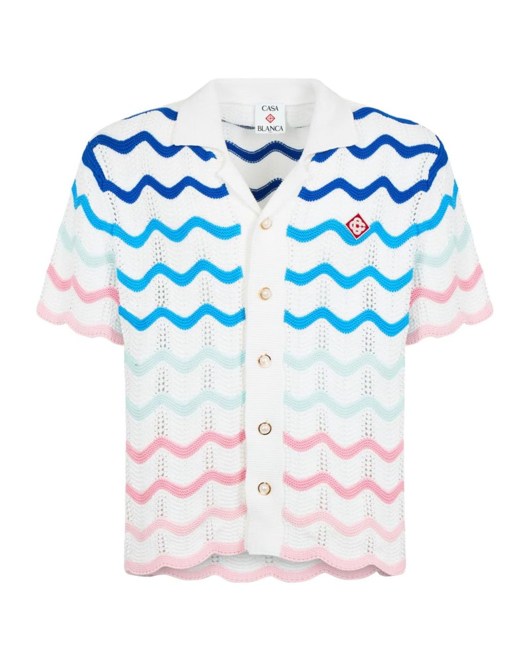 Casablanca Blue Gradient Wave Crochet Shirt for men