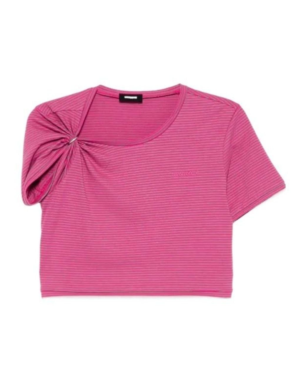 we11done Pink Gathered Cropped T-Shirt