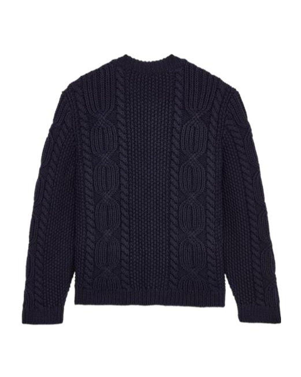 Saint Laurent Blue Cable-Knit Button-Fastening Cardigan for men
