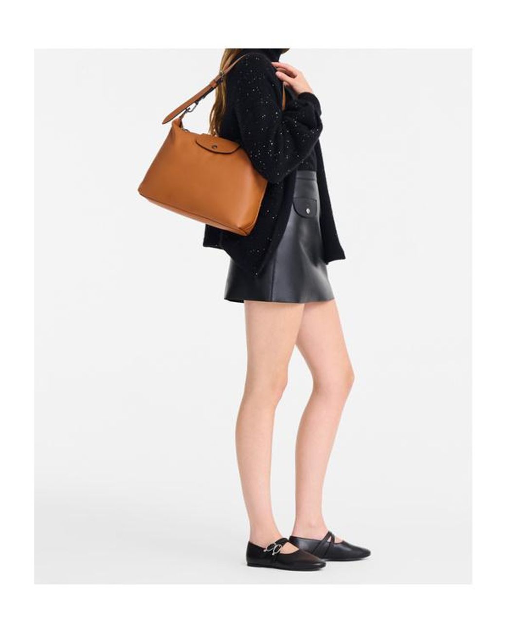 Longchamp Brown Flap Button Shoulder Bag