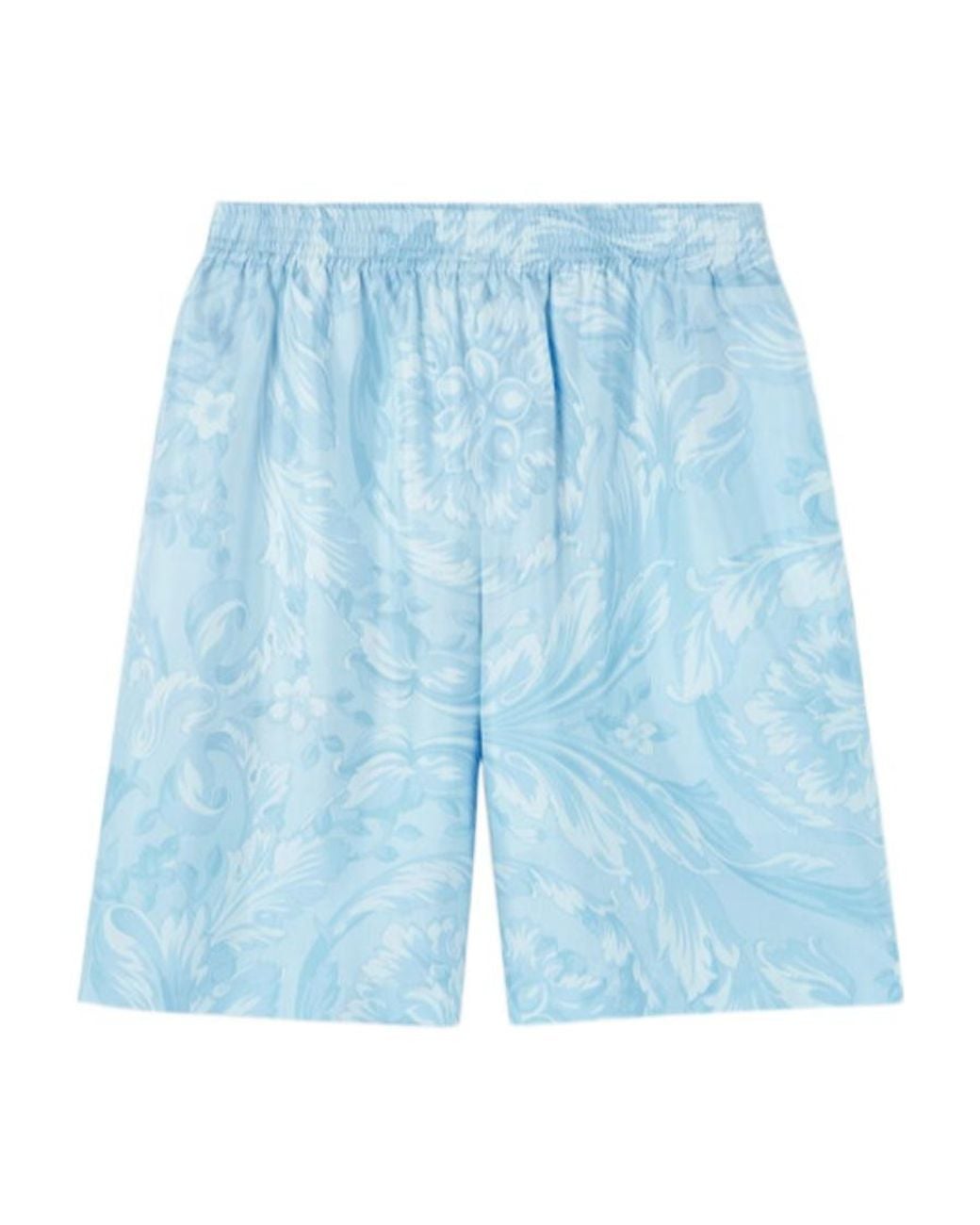 Versace Blue Barocco-Printed Elasticated Waistband Shorts for men