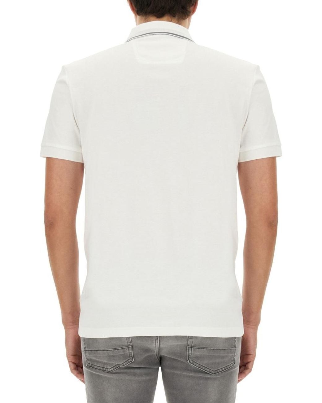 Boss White Logo-Print Polo Shirt for men