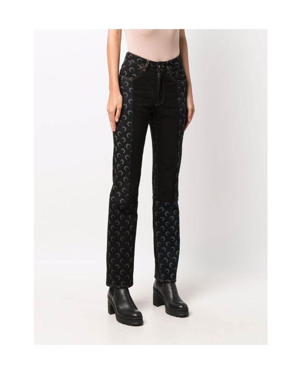 MARINE SERRE Black Logo Jeans
