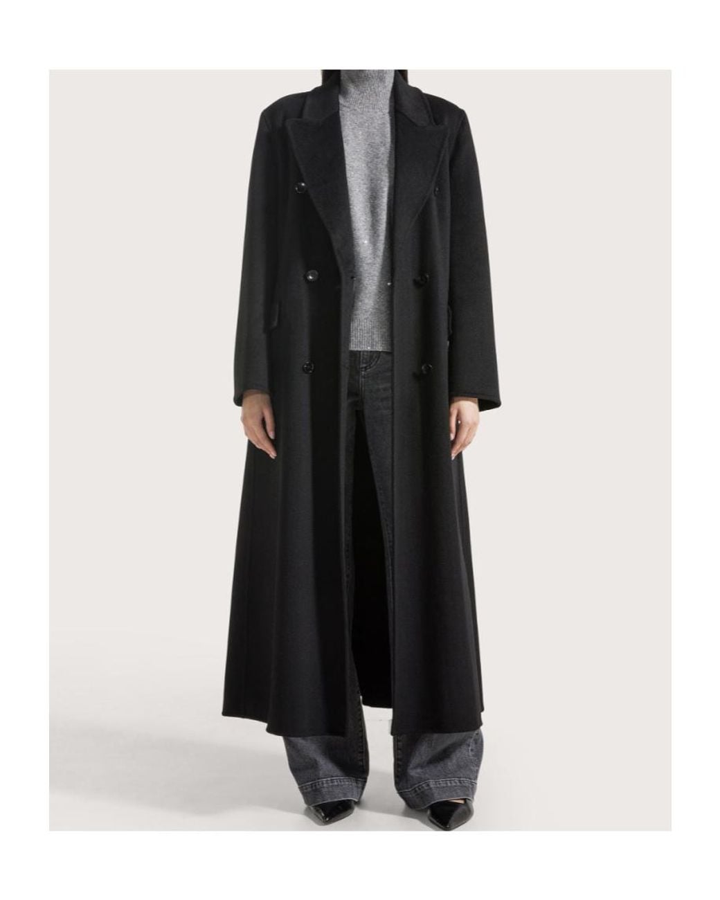 Seventy Black Double-Breasted Belted Coat