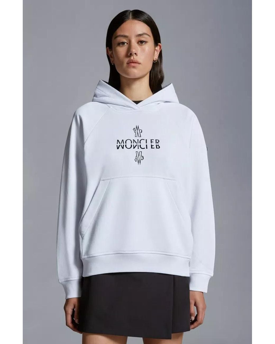 Moncler White Appliqué-Logo Cotton Hoodie