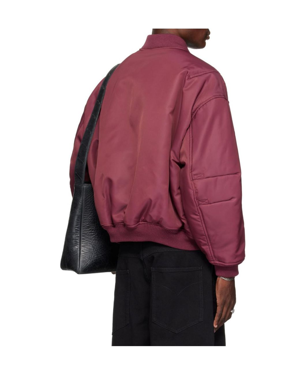 Lu'u Dan Red Stand-Collar Bomber Jacket for men