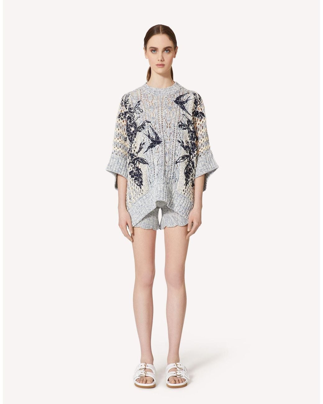 RED Valentino Gray Knitted Shorts
