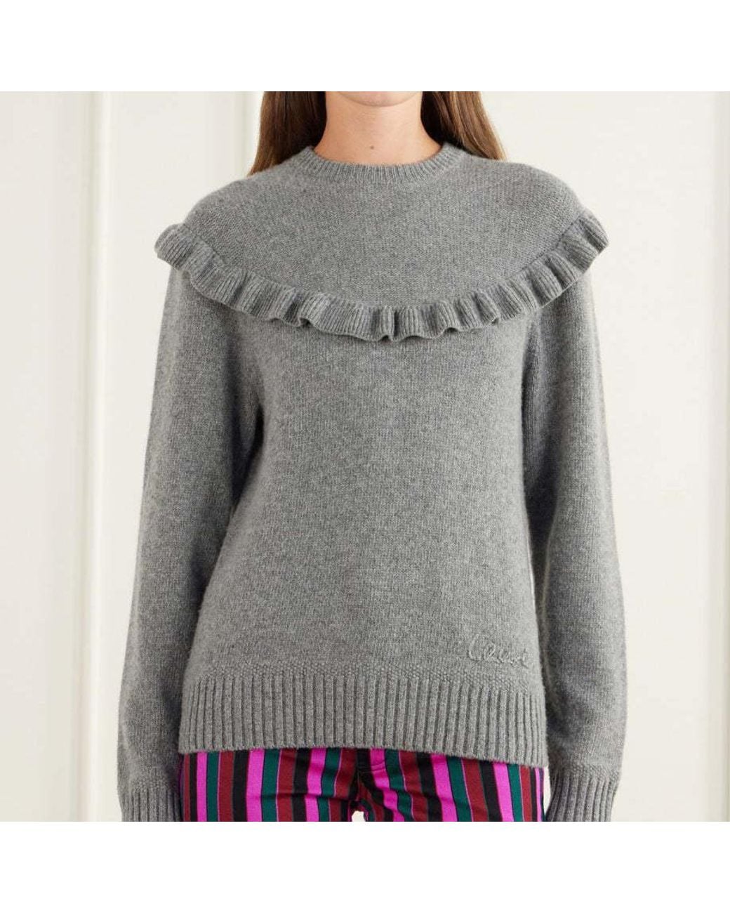 Chloé Gray Long-Sleeve Knit Top
