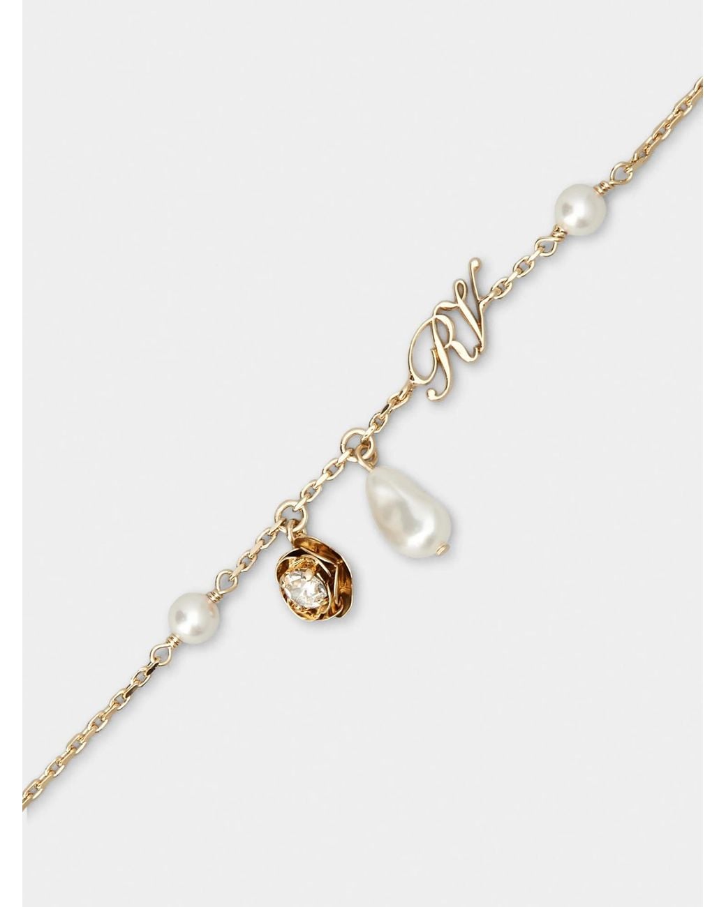 Roger Vivier Metallic Rose Pearls Bracelet