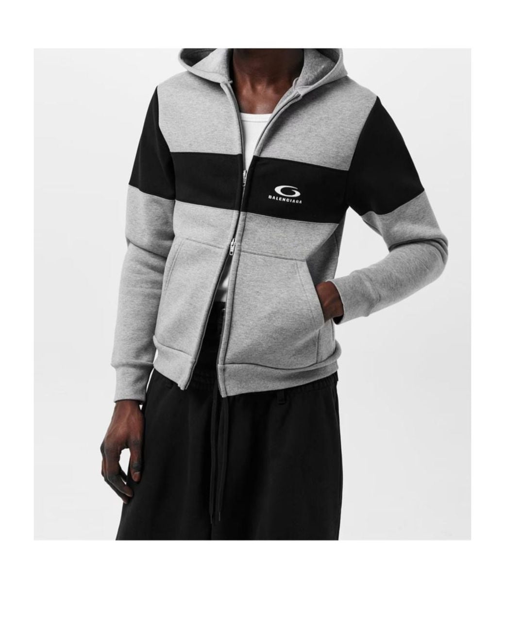 Balenciaga Gray Zip-Up Hoodie for men