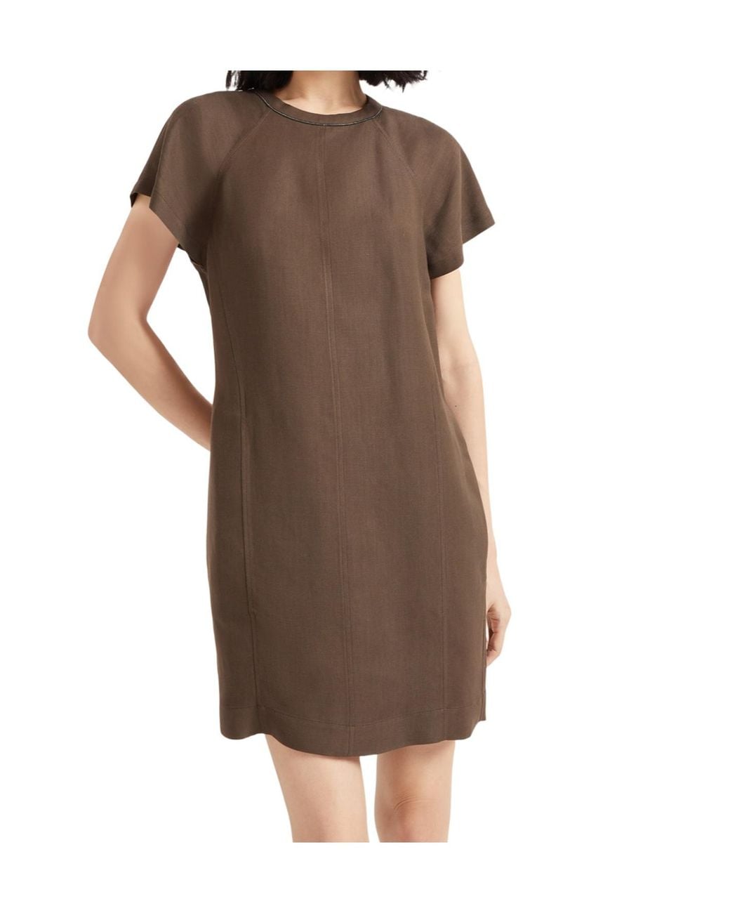 Brunello Cucinelli Brown Monili Chain-Detail Mini Dress
