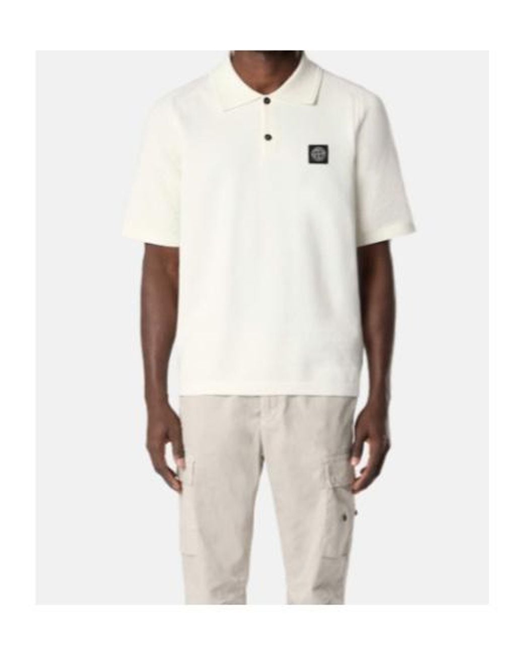 Stone Island White Loose-Fit Short-Sleeve Polo Shirt for men