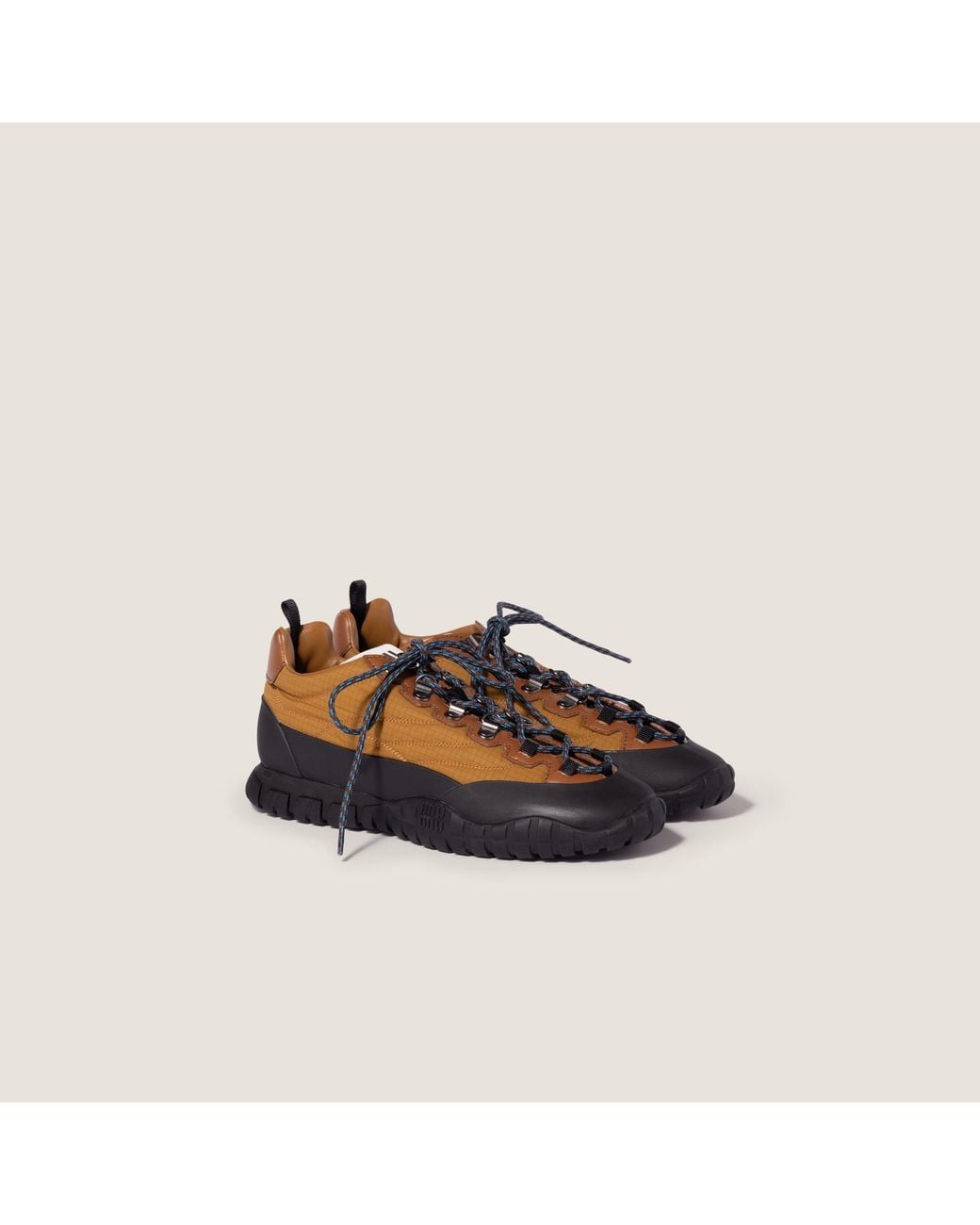 Miu Miu Blue Tyre Technical Fabric And Leather Sneakers