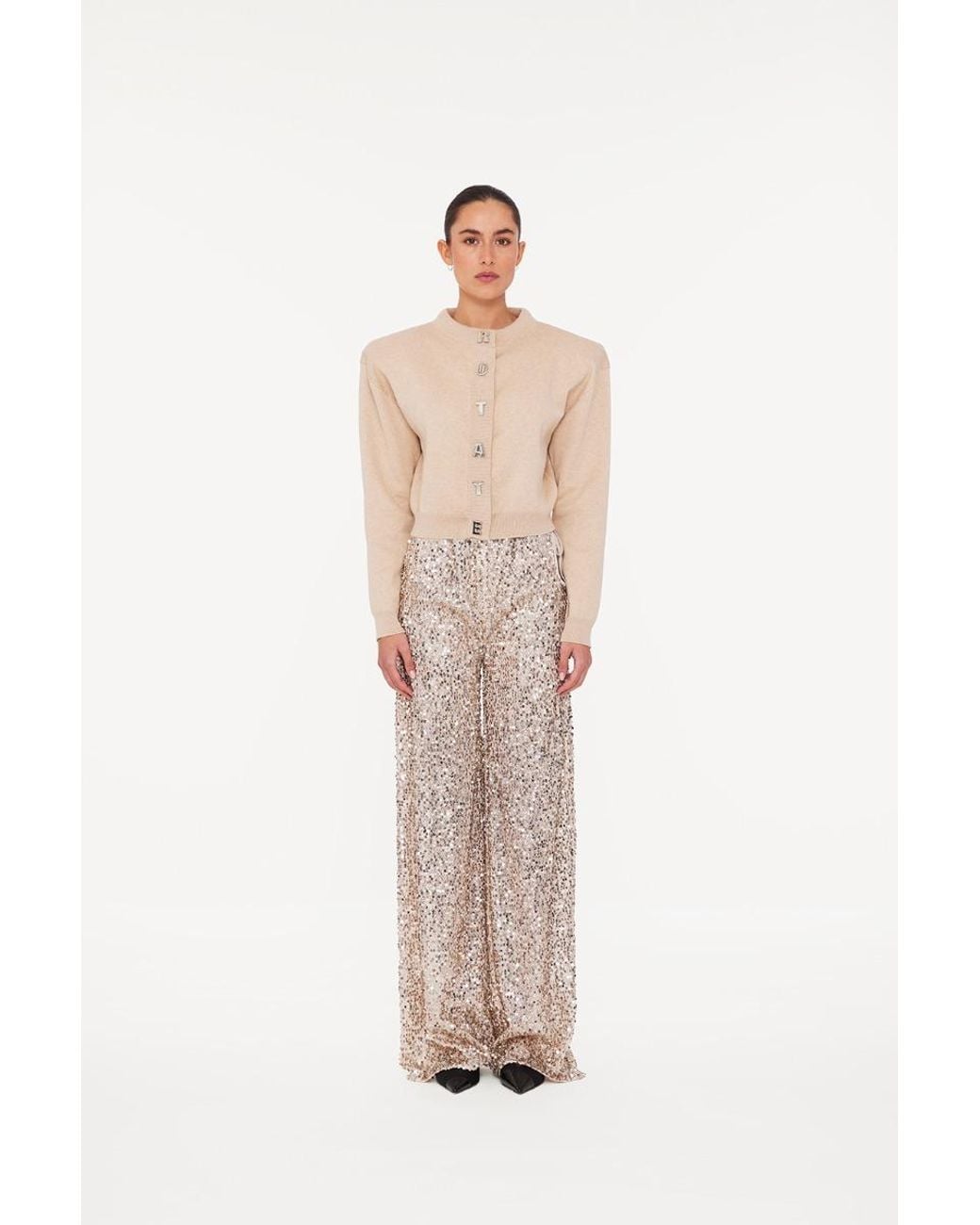 ROTATE BIRGER CHRISTENSEN Natural Net Sequins Pants