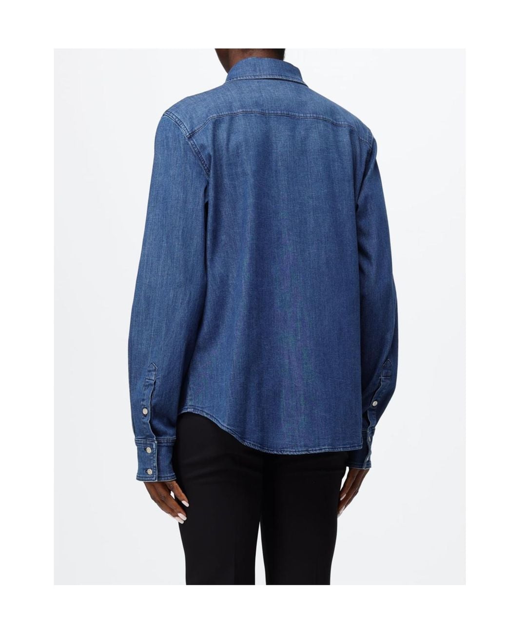 Elisabetta Franchi Blue Denim Blouse With Embroidered Logo