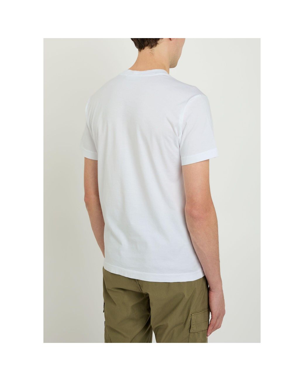 Stone Island White Compass Badge Cotton T-Shirt for men