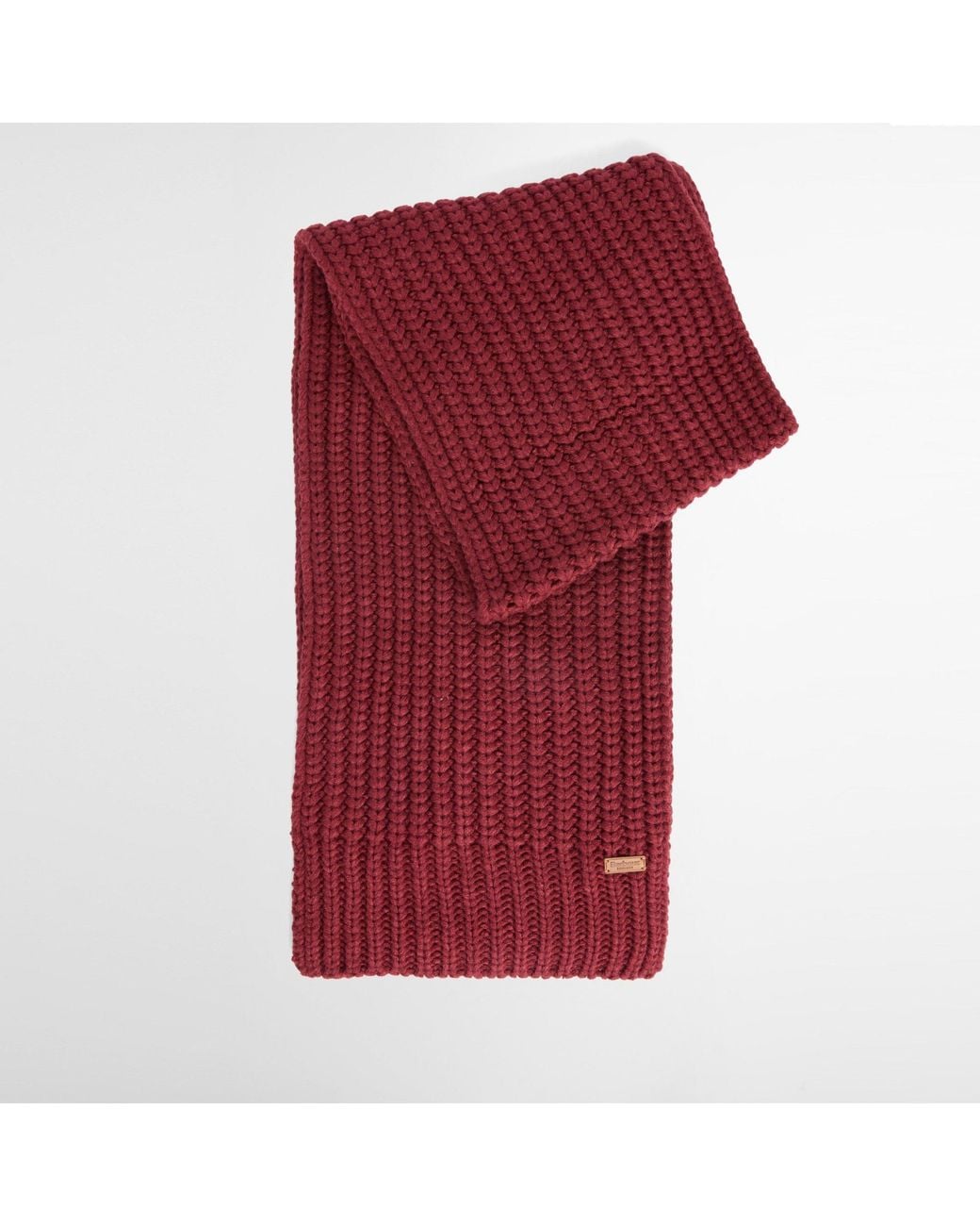 Barbour Red Knitted Beanie And Scarf Set