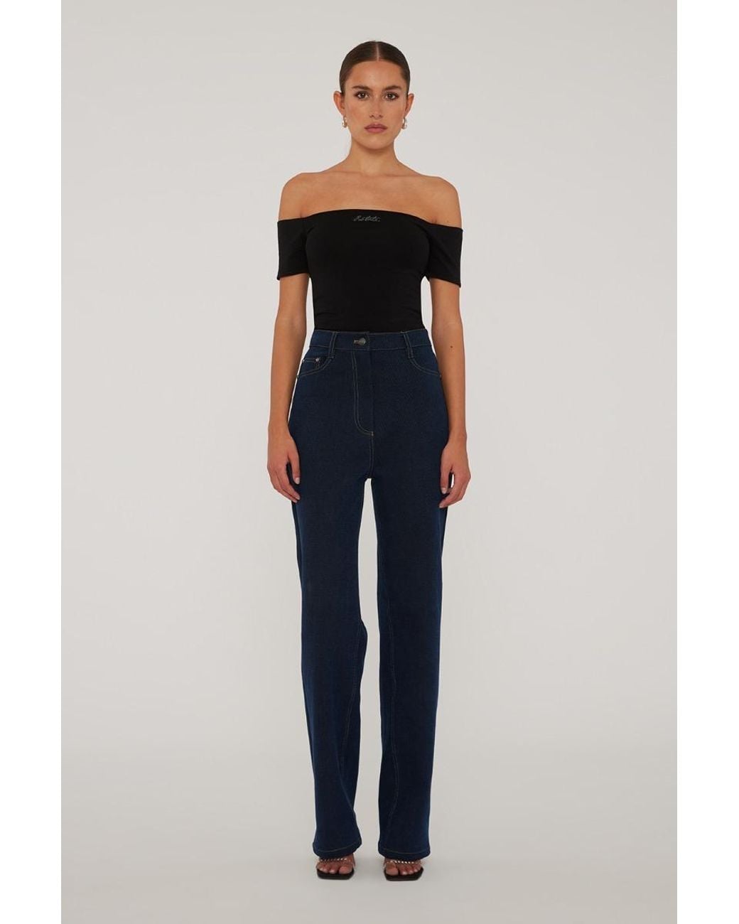 ROTATE BIRGER CHRISTENSEN Blue Straight-Leg Cotton-Blend Jeans