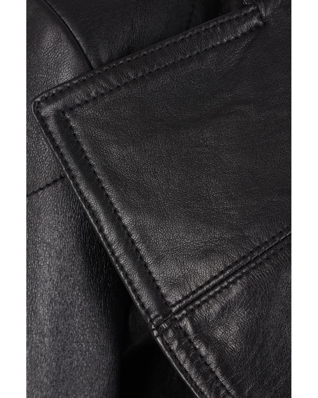 Maison Margiela Black Folded Collar Leather Jacket
