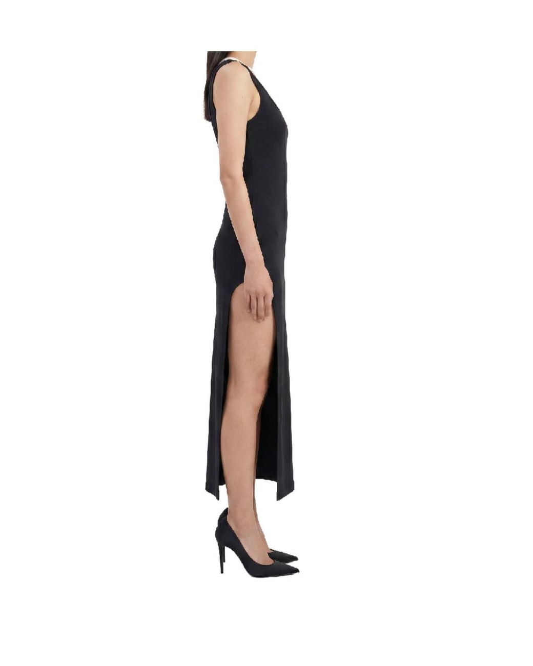 Wardrobe NYC Black Slit-Detailed Sleeveless Maxi Dress