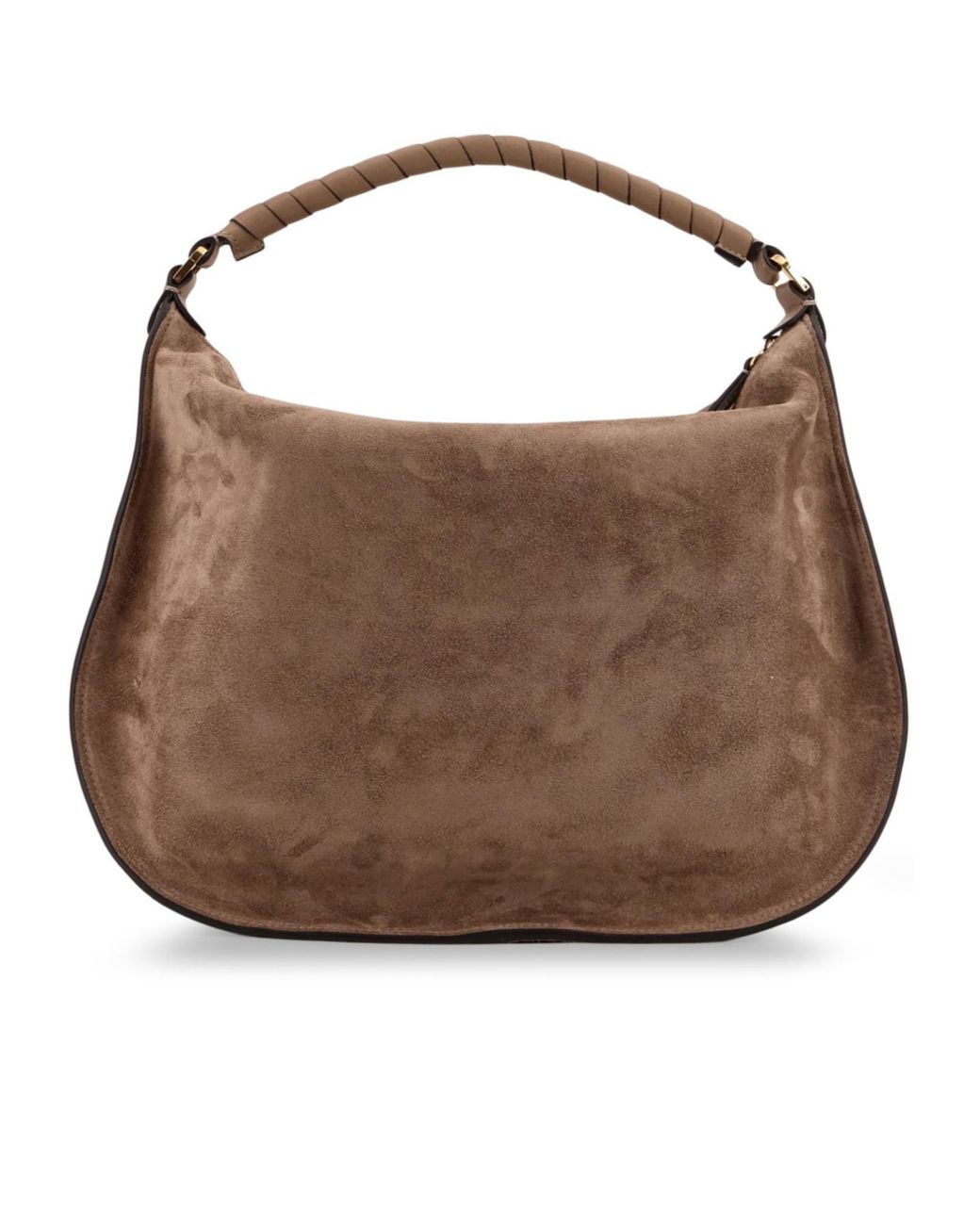 Chloé Brown Chloé Logo Debossed Foldover Top Tote Bag