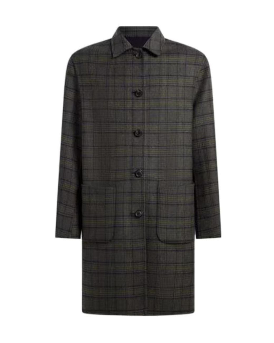 Etro Blue Soho Reversible Checked Coat for men