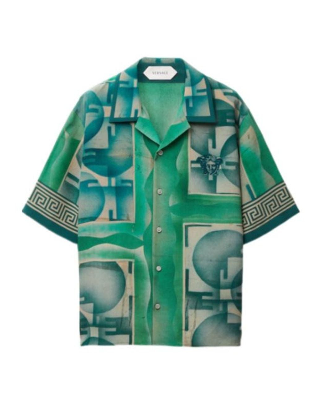 Versace Green Shapes Print Short-Sleeve Shirt for men