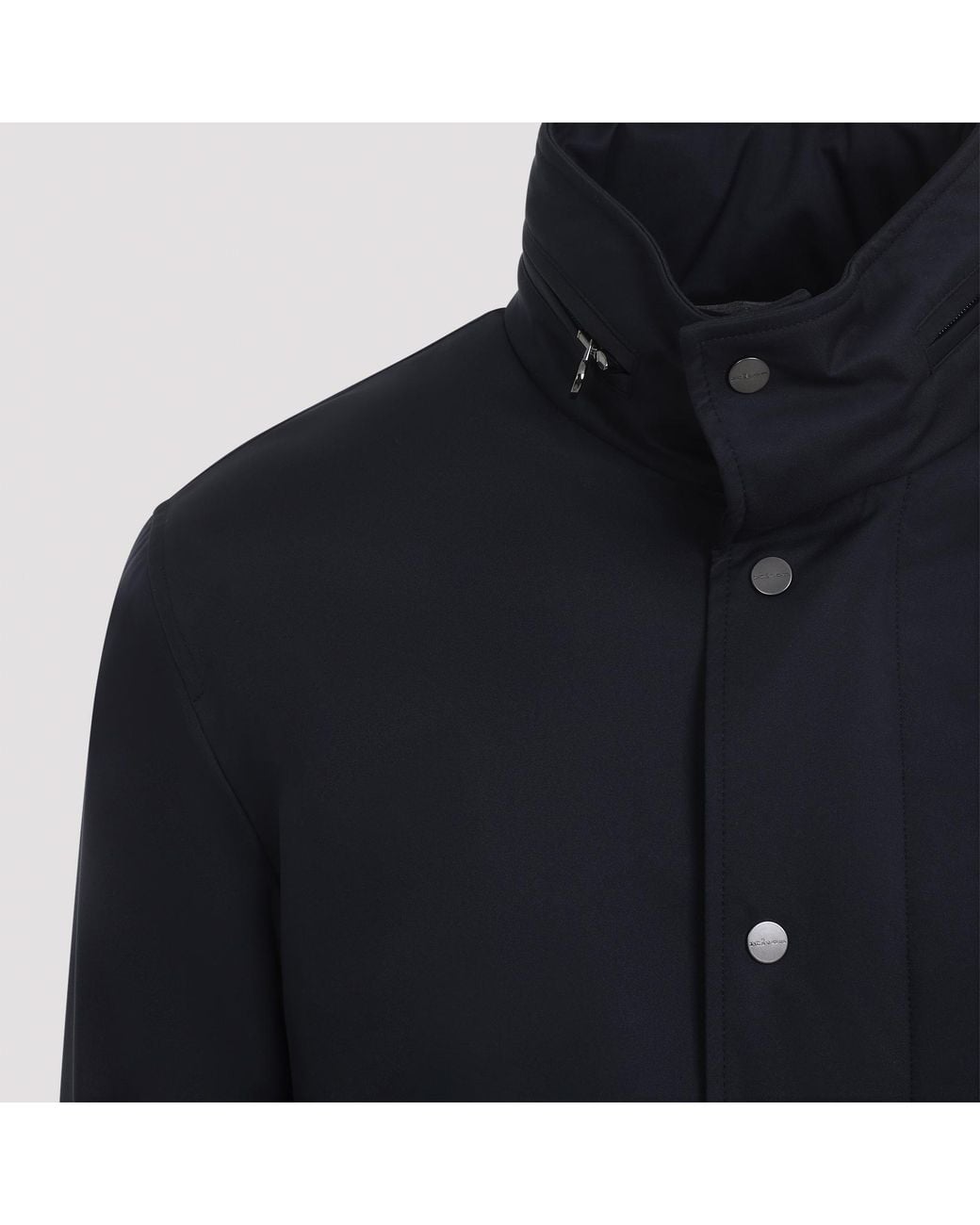 Kiton Blue Stand-Collar Button-Up Coat for men