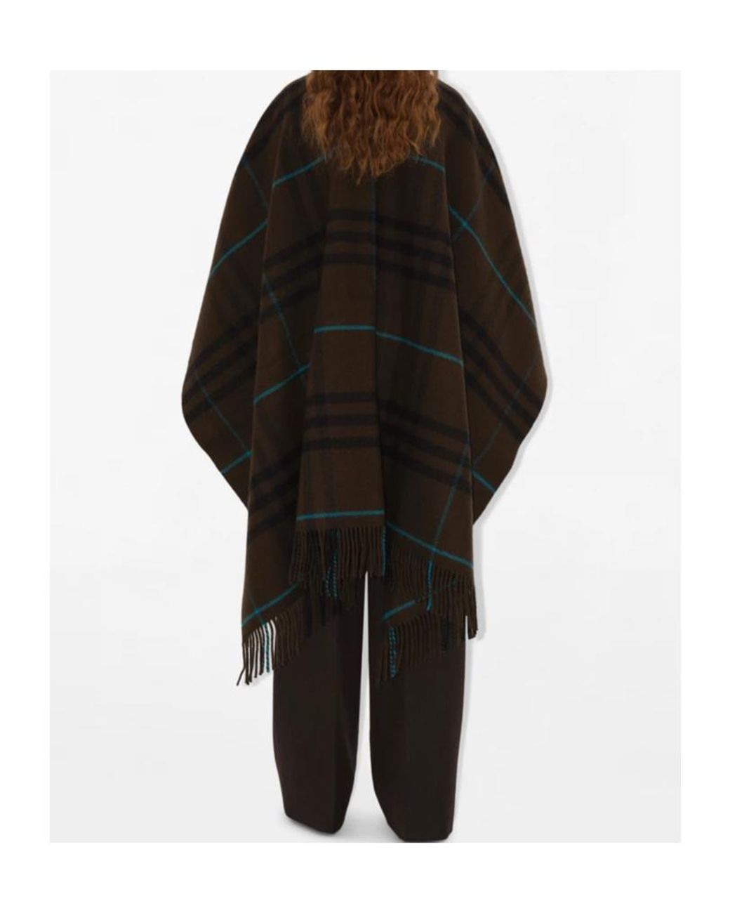 Burberry Black Checked Fringed Cape