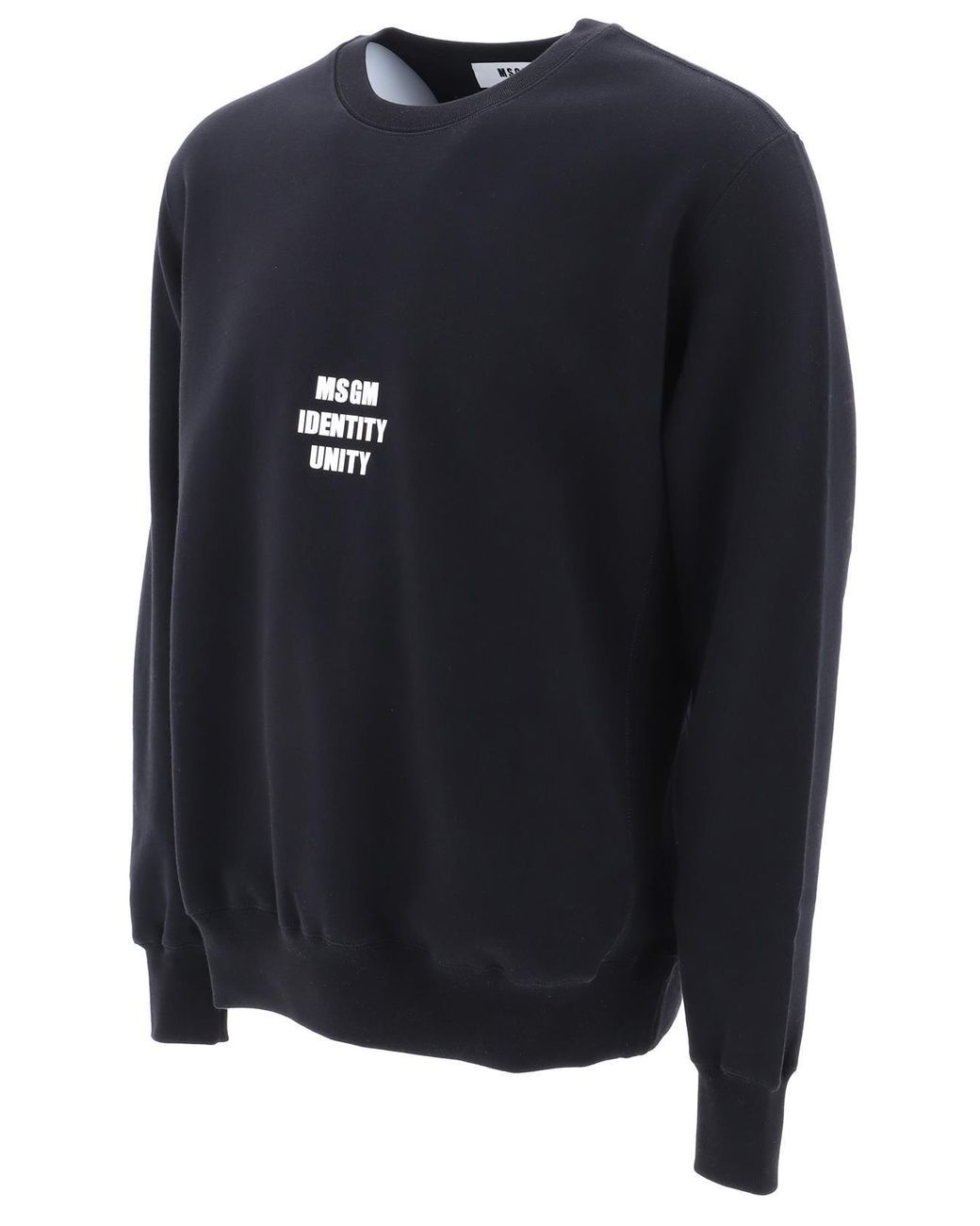 MSGM Blue Slogan Printed Cotton Pullover for men