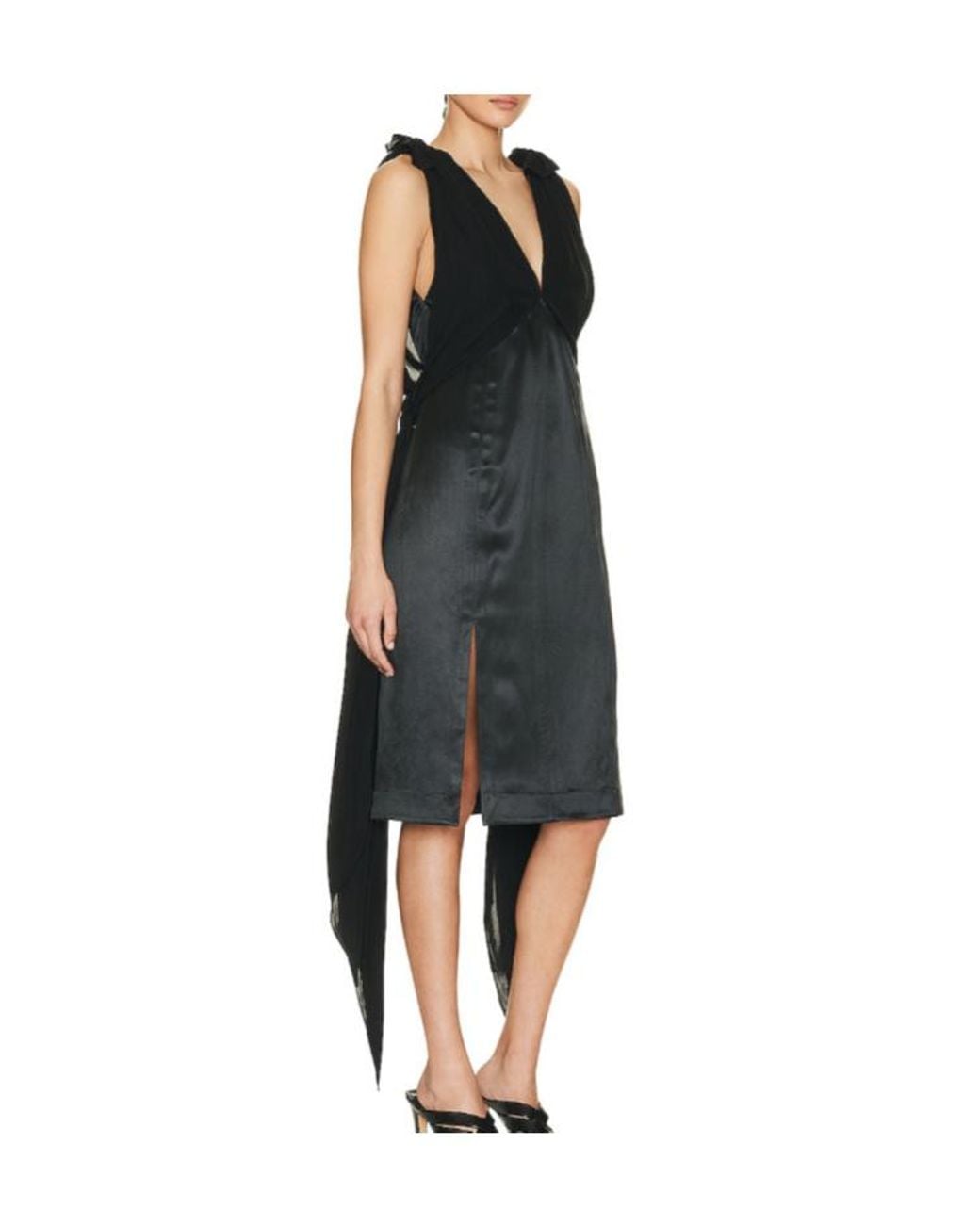 Bottega Veneta Black Fluid Midi Dress