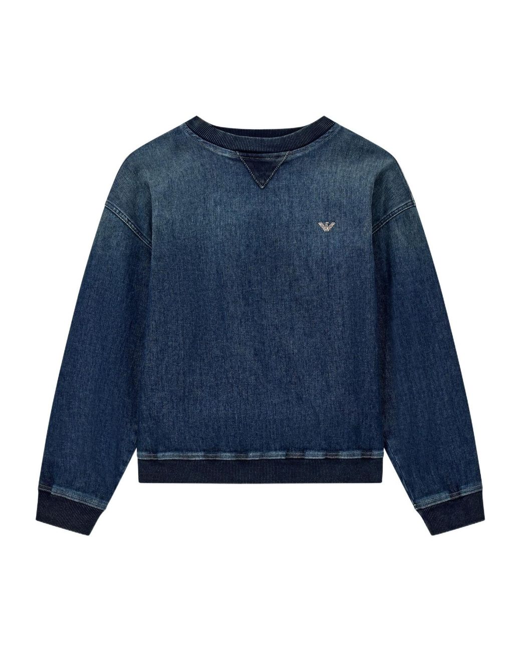 Emporio Armani Blue Logo Plaque Denim Sweatshirt for men