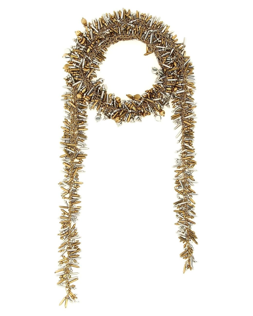 Dries Van Noten White 'Embroidered Scarf' Necklace