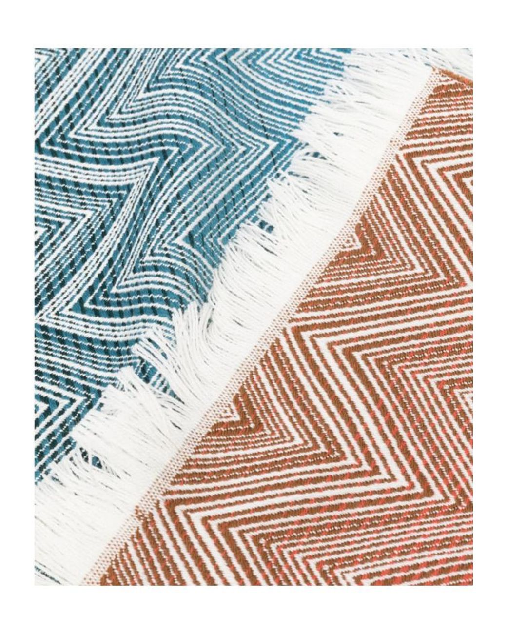 Missoni Blue Chevron-Pattern Fringed Blanket (130 X 190)
