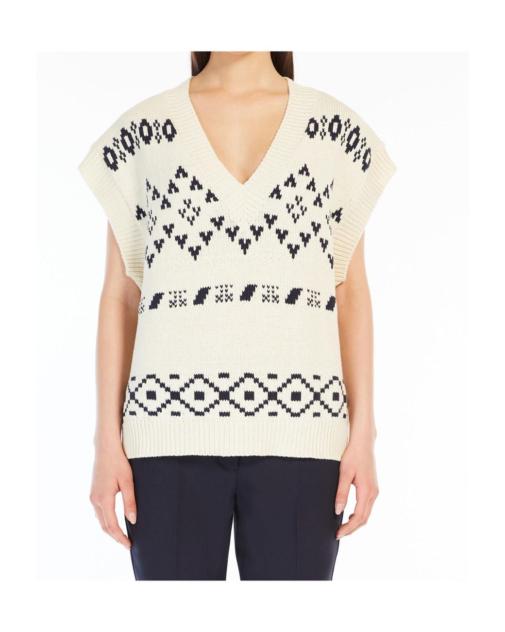 Weekend by Maxmara White V-Neck Short-Sleeved Vest