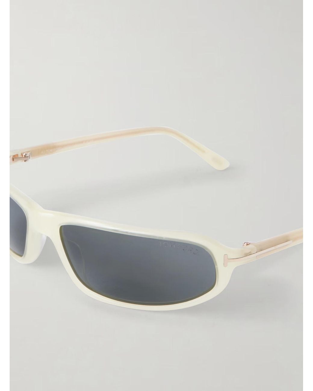Tom Ford White Minimal Retro Narrowframe Sunglasses