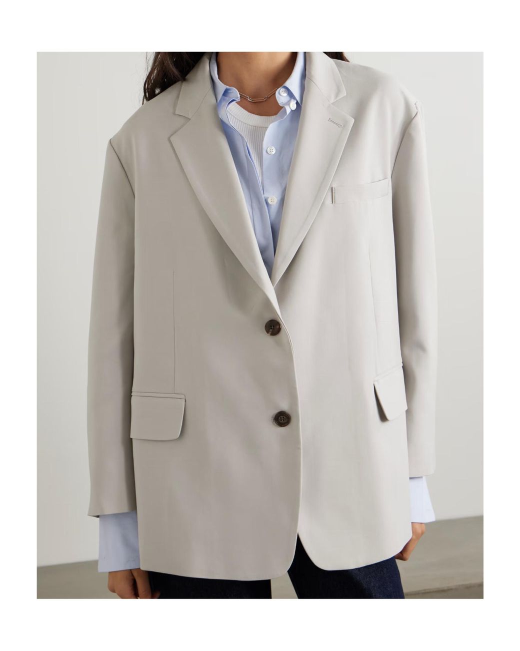 Frankie Shop White Bea Single-Breasted Oversized Blazer